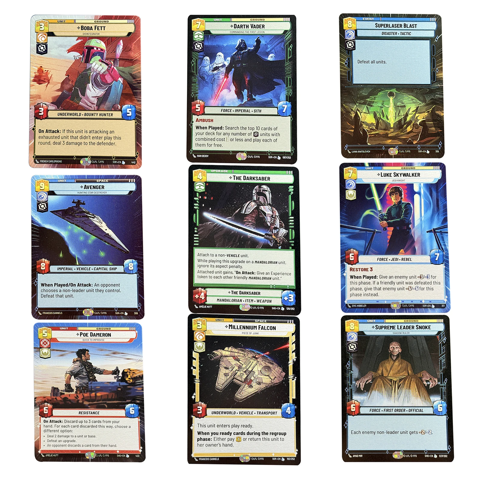 Star Wars Proxy Card Regular BobaFett Command Millennium Falcon Superlaser Blast SOR Mace Windu Custom Card Collection Toys Gift