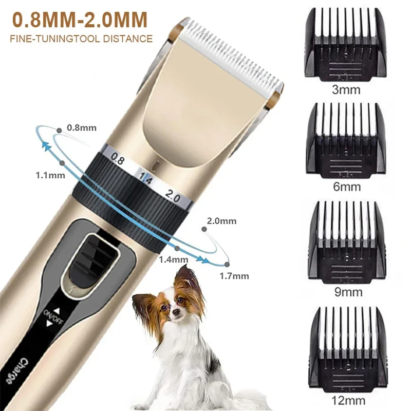 Dog Professional Hair Clipper Electrical Grooming Trimmer for Pets USB Rechargeable Shaver Low Decibel Animals Haircut Machine