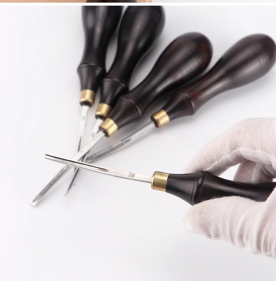 Qjh Leder kantens ch neider Leder Bastel kante/verdünntes Werkzeug, DIY Skiving Abschrägung messer Schneidwerk zeuge mit Holzgriff schneider – Detail 3