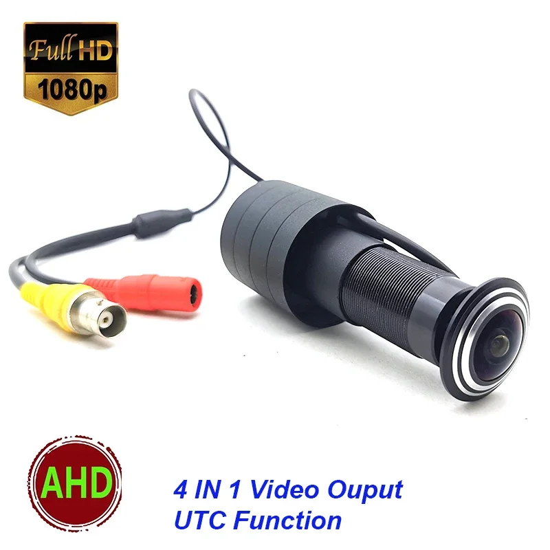 

1080P AHD 4 IN 1 AHD TVI CVI CVBS UTC Color Mini Camera Wired Door Hole Peephole Security Camera Fish Eye Lens CCTV Camera