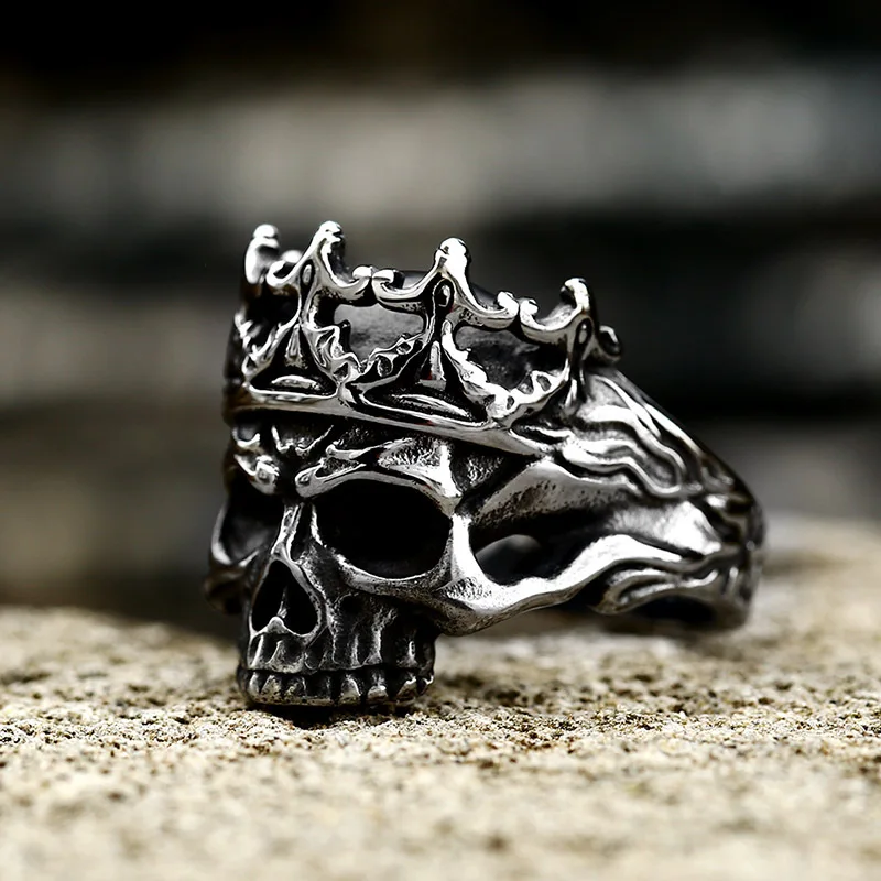 Vielseitige Gothic-Totenkopfringe aus Edelstahl, Modischer Persönlichkeits-Hip-Hop-Herrenring, Biker-Party-Charm-Schmuck, Geschenk, Dropshipping – Detail 6