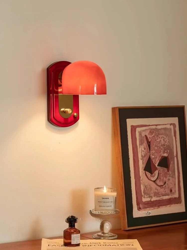 Vintage Maillard Style Glass Wall Sconce Living Room Bedroom Staircase Corridor Room Wall Decor Design Red LED Wall Lamp