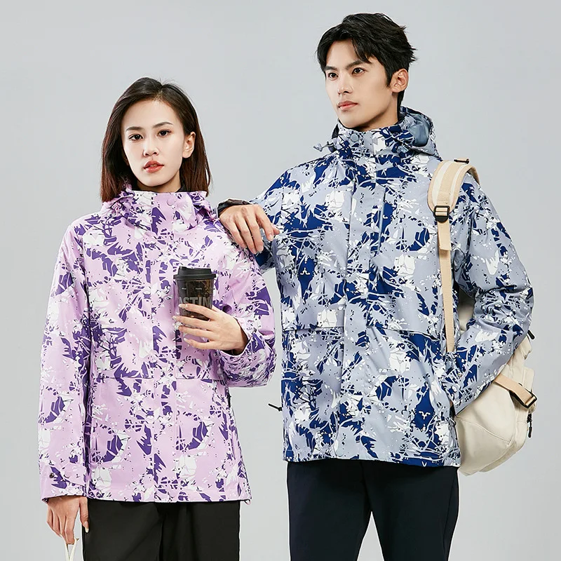 Hiking Jacket Waterproof Women Men 3 in 1 Two-piece Detachable Thermal Outdoor Jacket Camping Sport Windproof Breathable Coats