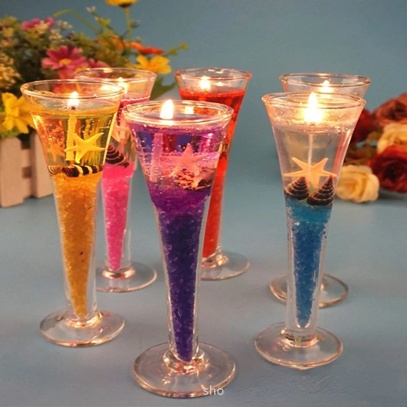 Goblet Candles Smokeless Fantastic Home Decor Glass Cup Sea World Candles for Wedding Romantic Party Candles Nice Gifts