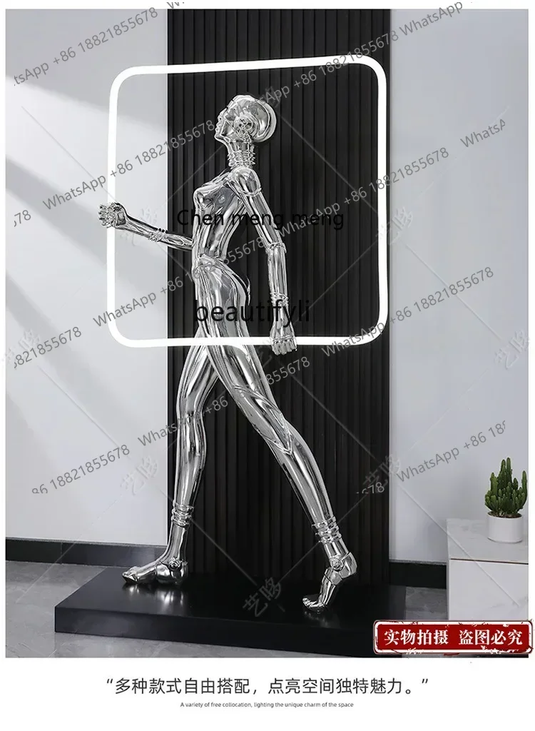 Abstract Art Entrance Hotel Lobby Floor Ornaments Living Room Luminescent Lamp Figure Sculpture