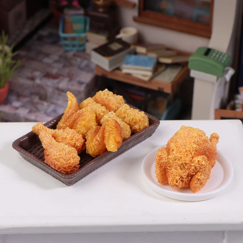 1Set Mini Simulation Fried Chicken Miniatures Food Doll House Decor DIY Supplies Model Food Ornament Toy Dollhouse Accessories