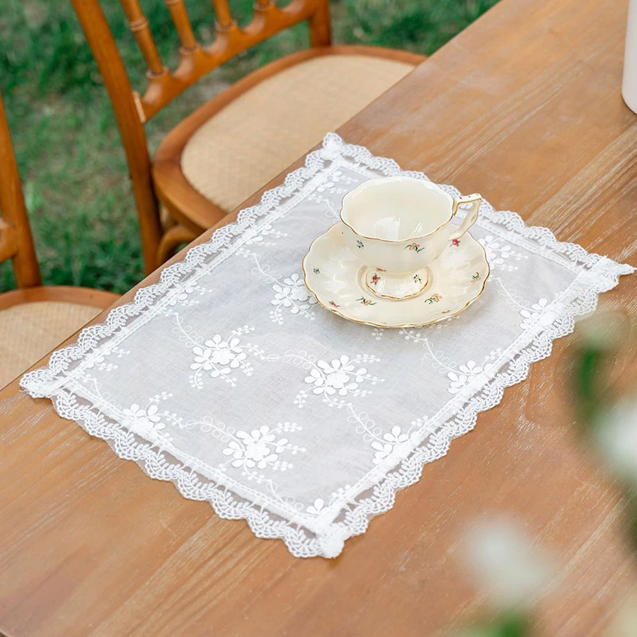 Lace Placemats for Table Cotton Napkins for Plates Soft Flounced Wedding Decoration House Warming Gift Table Decor Party