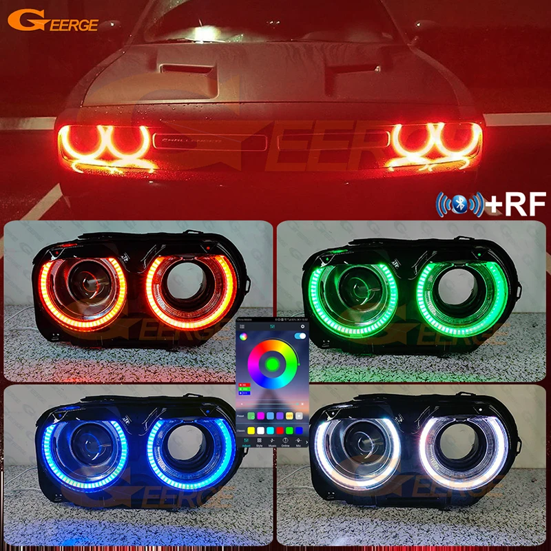 

Для Dodge Challenger 2015 2016 2017 2020 2021 2022 2023 Приложение Bluetooth Ультра яркий многоцветный RGB светодиодный комплект Angel Eyes Halo Rings