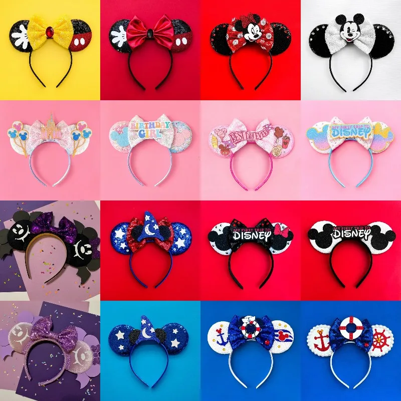 Disney Bat Mickey Ears Hairband Girls Happy Halloween Hair Accessories For Women Cosplay Ghost Minnie Headband Kid Festival Gift