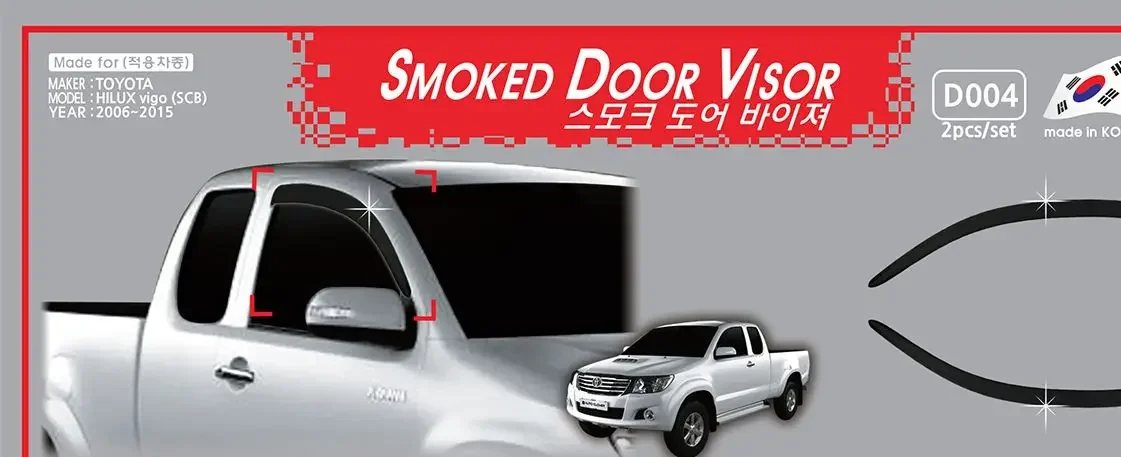 

Chrome door visor side window deflector shade sun rain shield silver trips eaves for Toyota Hilux vigo