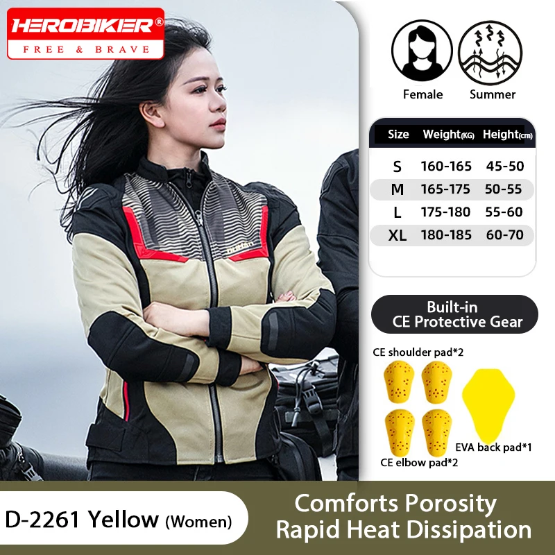 

DUHAN Motorcycle Jacket Women Breathable Mesh Motorbike Jacket Slim Fit Moto Riding Jacket Coat Anti-Fall Moto Clothing Summer