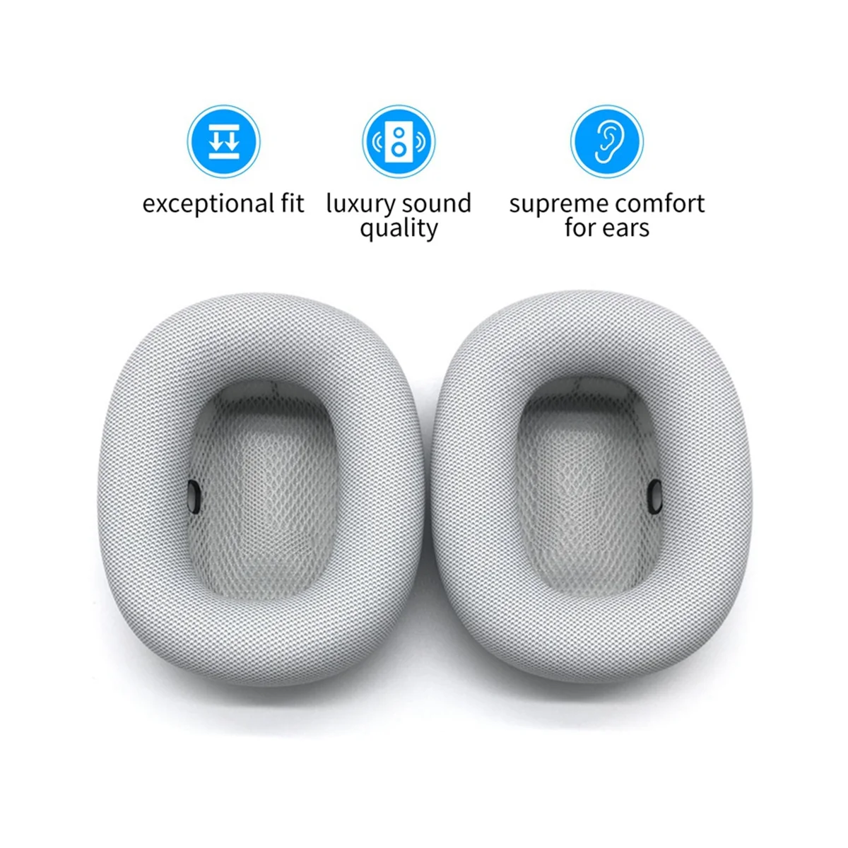 A57G-For Apple Airpods Max غطاء إسفنجي للأذنين متعدد الوظائف زوج واحد من ملحقات وسادة الأذن، فضي رمادي