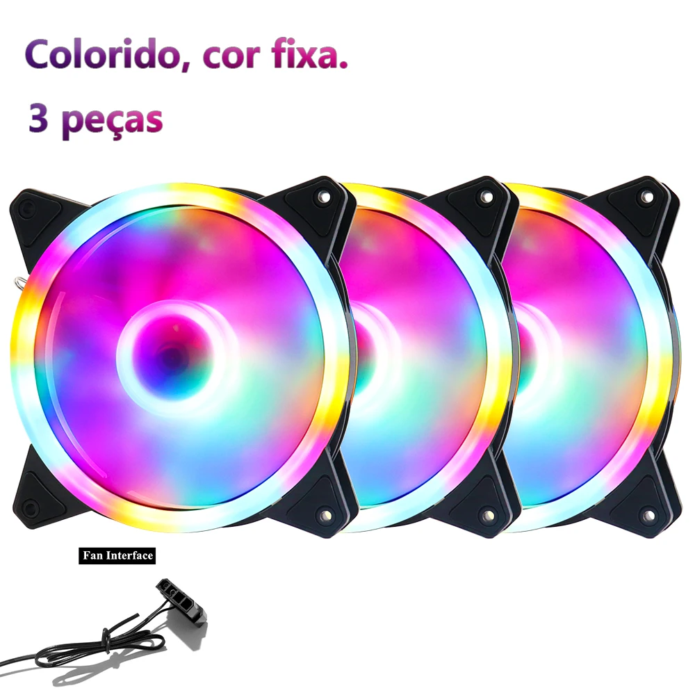 Wovibo-Ventilador de Refrigeração para Computador, Radiador Colorido para Chassis de Computador, Ventilador Molex, 3Pin, 12V, 12cm, 120mm