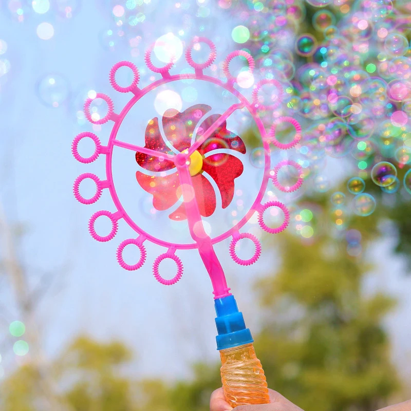 Bubble Guns Windmill Sosp Bubble Machine Portable Kids Pop Toys Colorful Bubble Blowing Stick Toys For Girl Children's Day Gifts