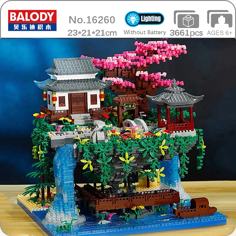 

Balody 16260 World Architecture Temple Pavilion Island Waterfall Pool Mini Diamond Blocks Bricks Building Toys For Kids No Box