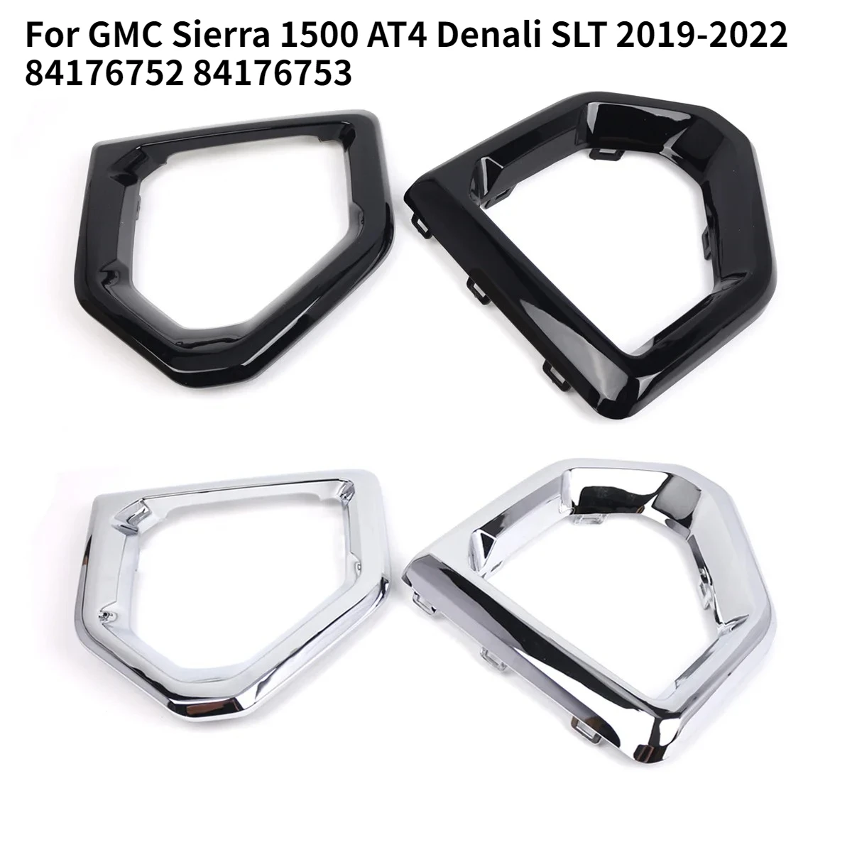 

2PCS Front Bumper Fog Light Bezel Cover Trim Left+Right for GMC Sierra 1500 AT4 Denali SLT 2019-2022 84176752 84176753