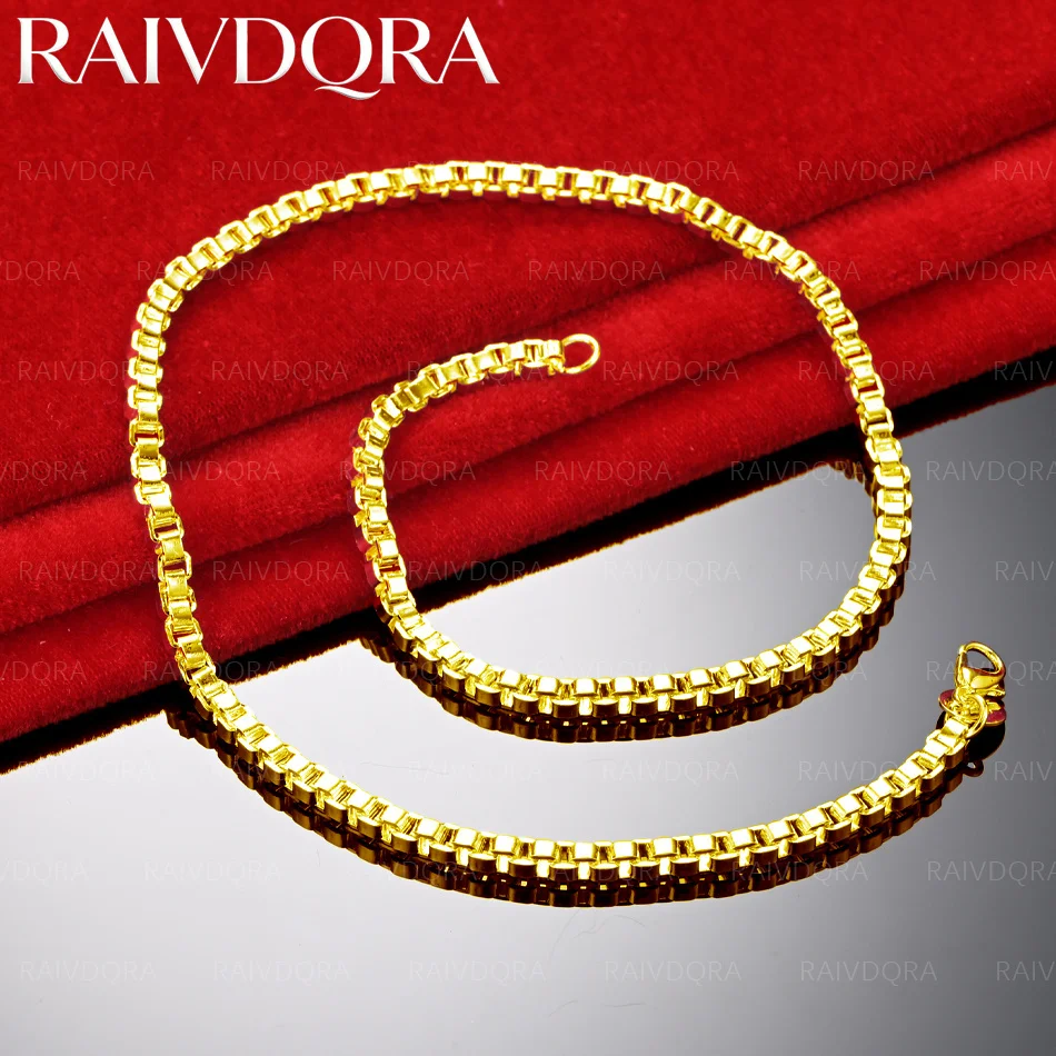 18K Gold Plated 45-50cm 4mm Bone Chain Necklace For Women Men Charm Trend Birthday Gifts Fashion Party