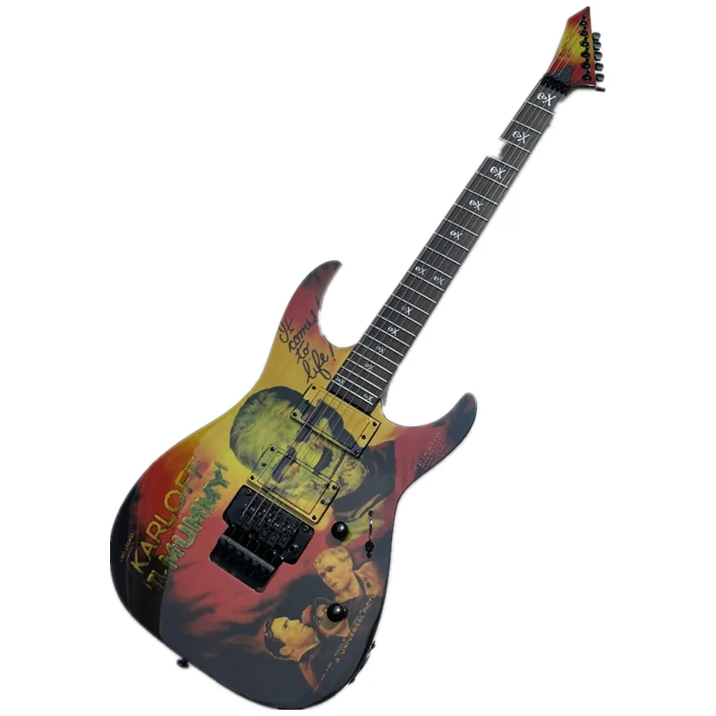 6-saitige E-Gitarre aus Naturholz mit schwarzer Hardware, Griffbrett aus Palisander, individueller Service