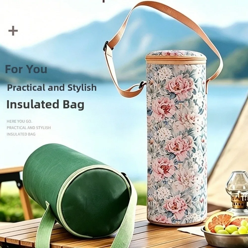 Oxford Cloth Water Bottle Bag Insulation Keep Warm Cold Thermos Bottle Holder Protective Cover with Shoulder Strap
