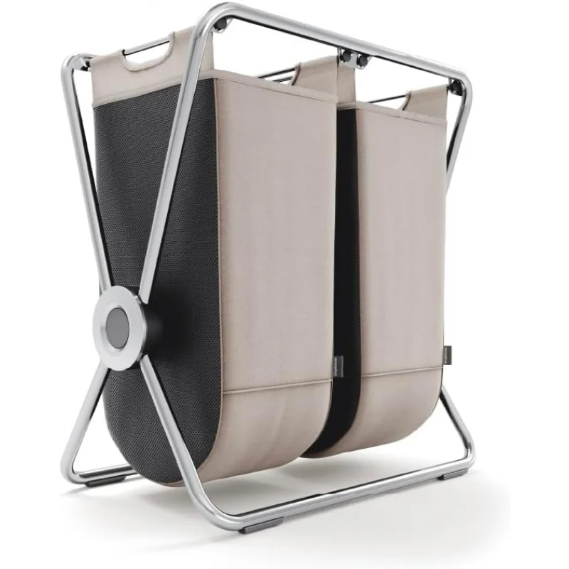 

% Recycled Polyester Laundry Hamper – 50L+50L, Heavy Steel Frame,, Removable Baskets, Carry Handles