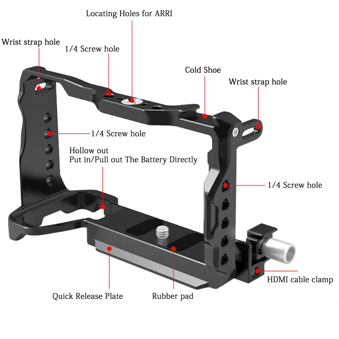 Topcine A6700 Cage Kit for Sony Alpha 6700 Camera, with a Cable Clamp  HDMI,with Arri Locating Holes and Cold Shoe