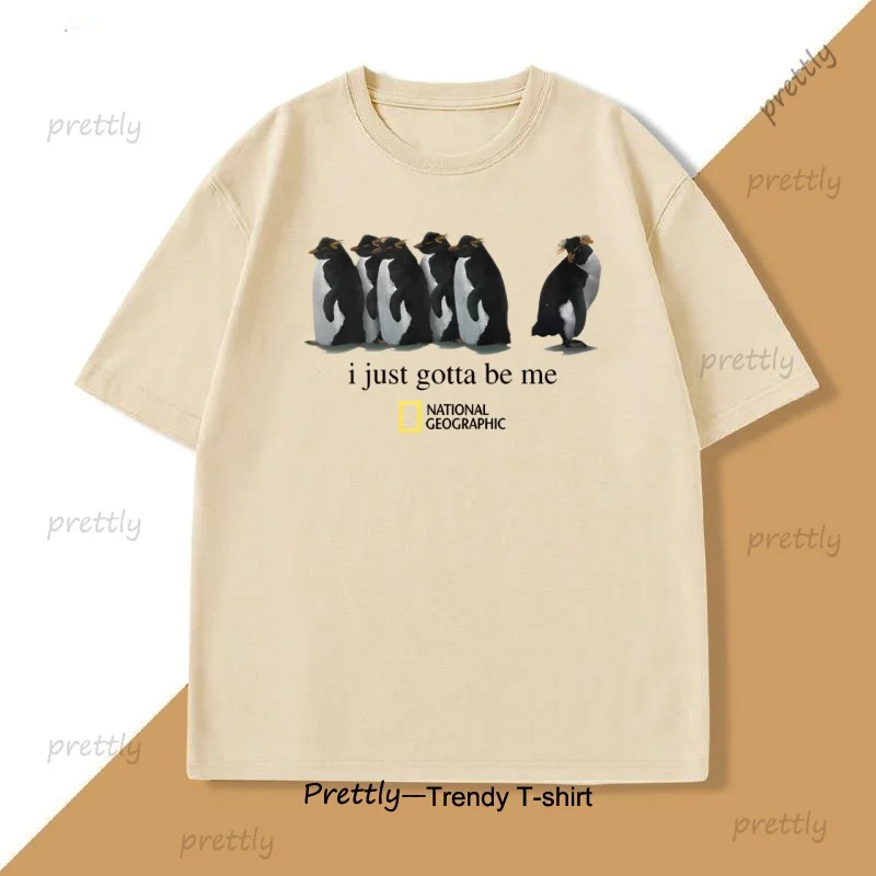 Camiseta I Just Gotta Be Me Penguin para hombre y mujer, camiseta gráfica novedosa con cuello redondo, camiseta holgada y transpirable para hombre y mujer, camiseta básica