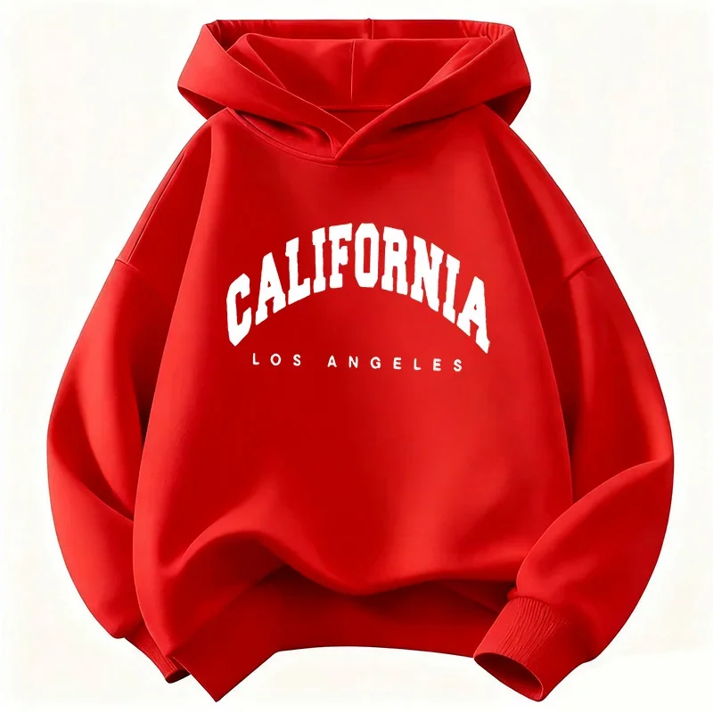 California Hoodie Los Angeles Varsity College Streetwear Vintage Ästhetik Rote Oversized Casual Sport Sweatshirts – Detail 2