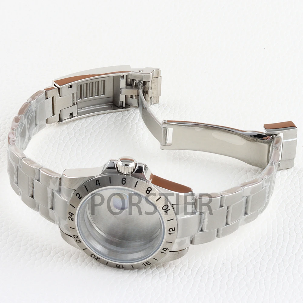 EXP 39mm NH35 Case GMT Bezel Sapphire Glass 316L Stainless steel Waterproof for Explorer Watch Case NH34 NH35 NH36 movement