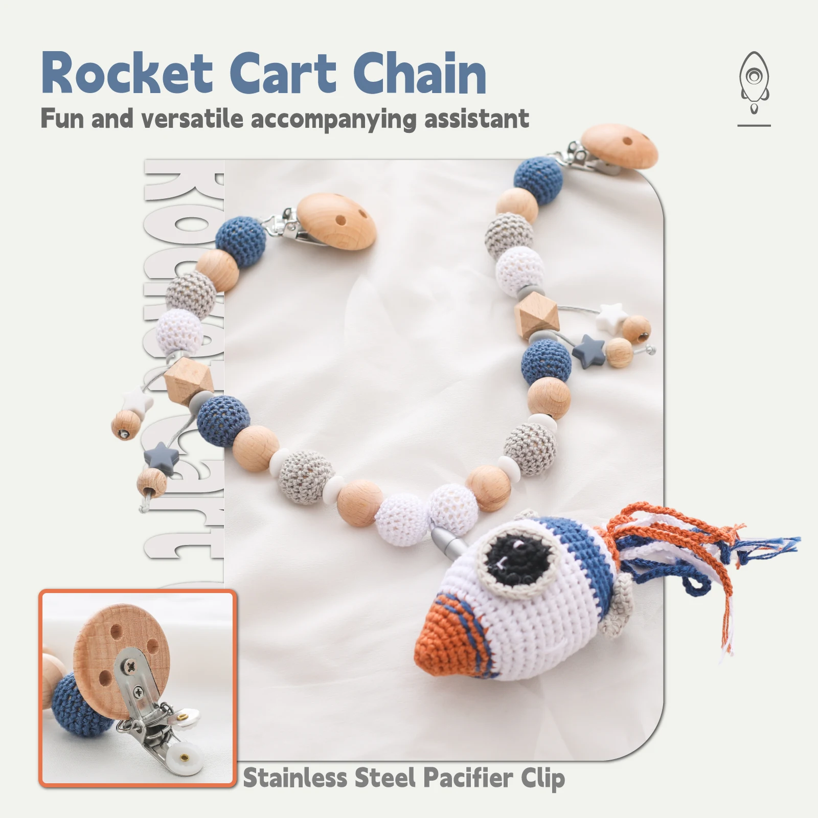 Crochet Rocket Stroller Mobile Gym for Babies Musical Mobile for Bed Baby‘s mobile crib Wooden Hanging Teething Rattle Teether