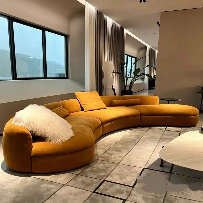 Italian sofa curved special-shaped French minimalist living room sofa designer creative size apartment fabric sofa