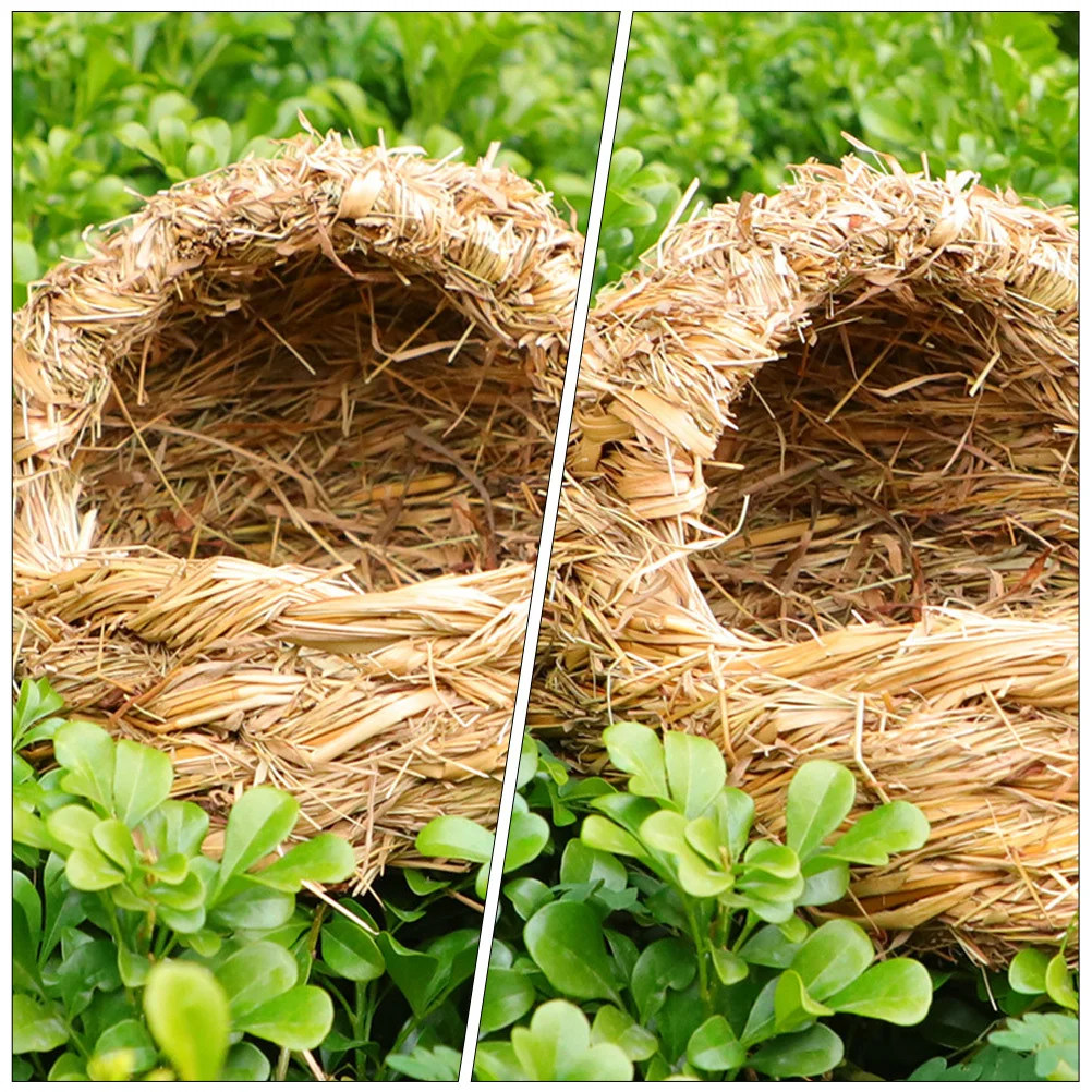 

1pc Grass Woven Nest Light Yellow For Hamster Rabbit Cat Pet Bed Small Animal Habitat House Pet Supply Decorative Straw Sleeping