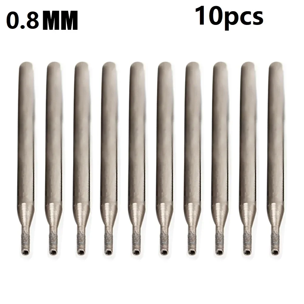 10Pcs 0.8-4mm Rotary Diamond Burr Core Drill Bit Engraving 2.35mm Sleeve Shape Glass Tile Power Tools Hand Tool Parts Hardware