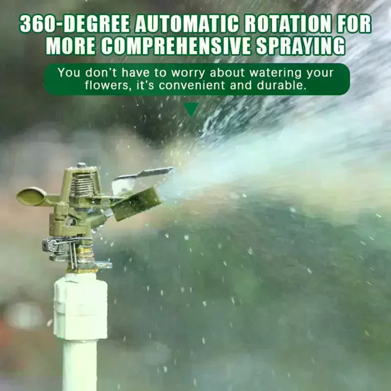 Thread Rotating Rocker Sprinkler Adjustable Impact Sprinkler Lawn Garden Park Orchard Field Irrigation Watering Nozzle 1/2