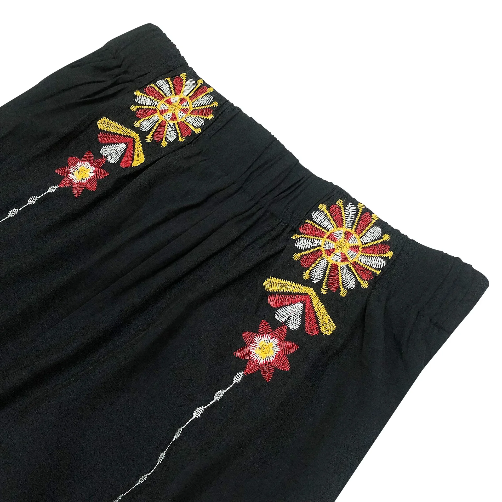 Imagem -04 - Eaeovni Calça Feminina Larga com Bordado Floral Jeans Retrô de Inspiração Vintage