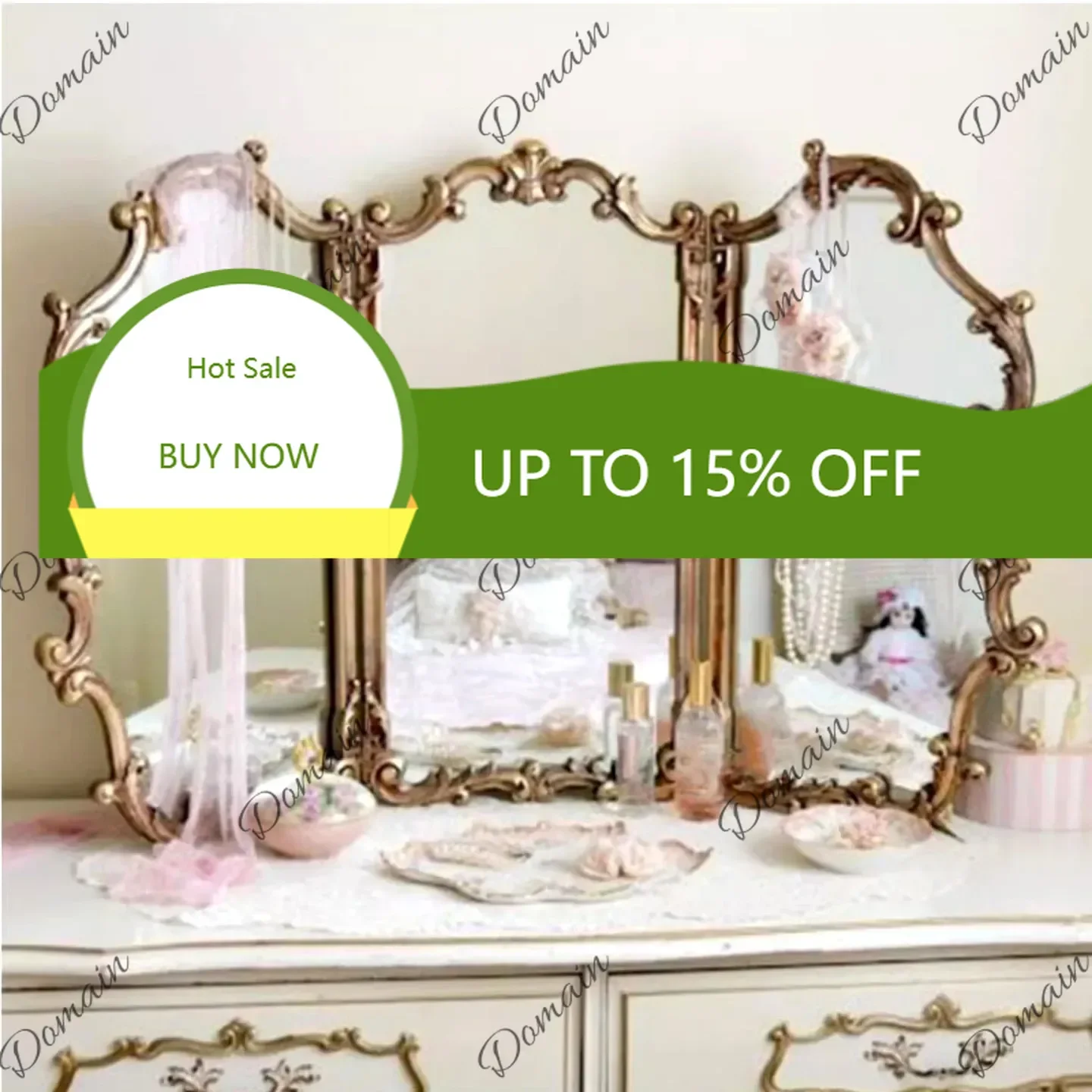 WA XX French Tri-fold Vanity Mirror Desktop Retro Bedroom European Carved Mirror Bathroom Wall Mirror J