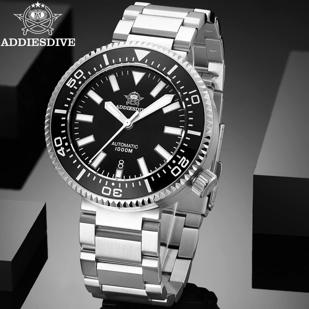 ADDIESDIVE Sapphire Automatic Mechanical Watches Ceramic Bezel Black NH35 Luxury Watch 1000m Waterproof Luminous Dive Wristwatch