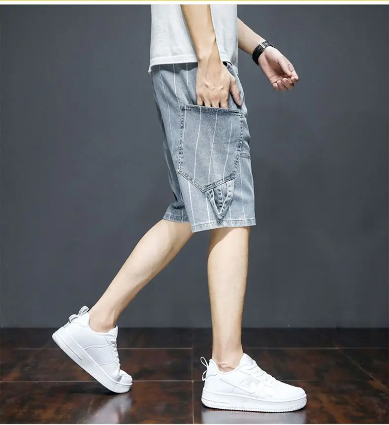 Men Denim Summer Thin Elastic 55-point Trend Korean Versatile Casual Pants