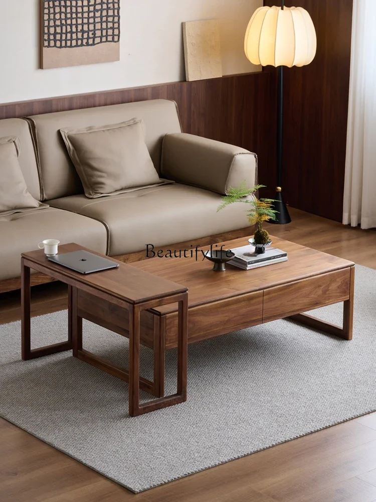 FGNorth American black walnut strip table living room Zen guqin table rectangular solid wood edge table