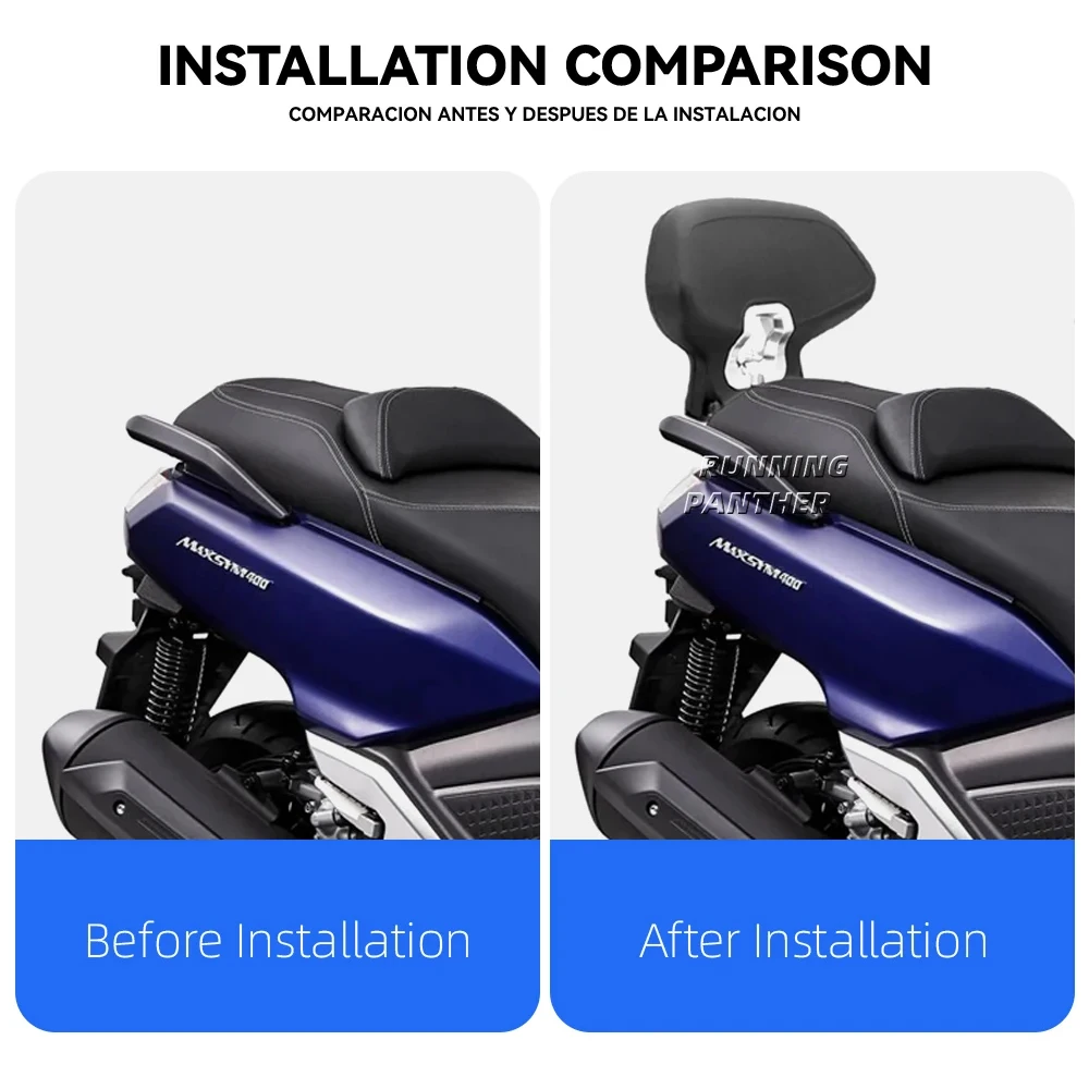 Motorcycle Black Rear Passenger Seat Tailstock Backrest Back Rest Cushion Pad FOR SYM MAXSYM 400 MAXSYM400 UP-2022 2021 2020 image 3