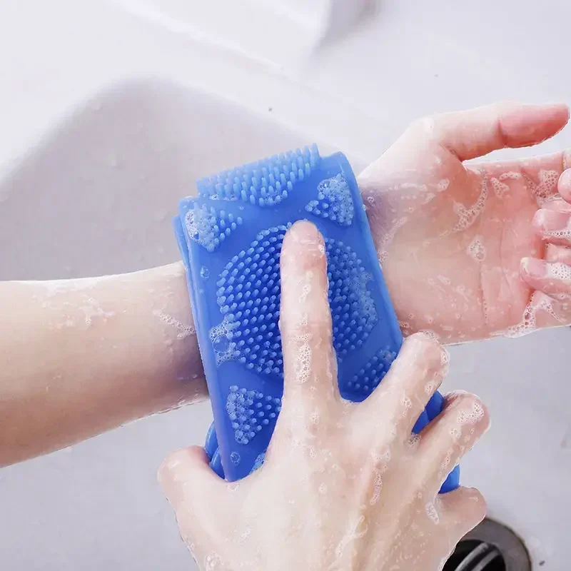 1pcs 70cm Body Sponge Silicone Brushes Bath Towels Scrubber Rubbing Back Peeling Massage Shower Belt Extended Skin Clean Brushes