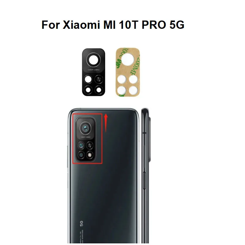 For Xiaomi Mi 10T Pro 5G Back Rear Camera Glass Lens Cover With Glue Sticker Adhesive MI10T