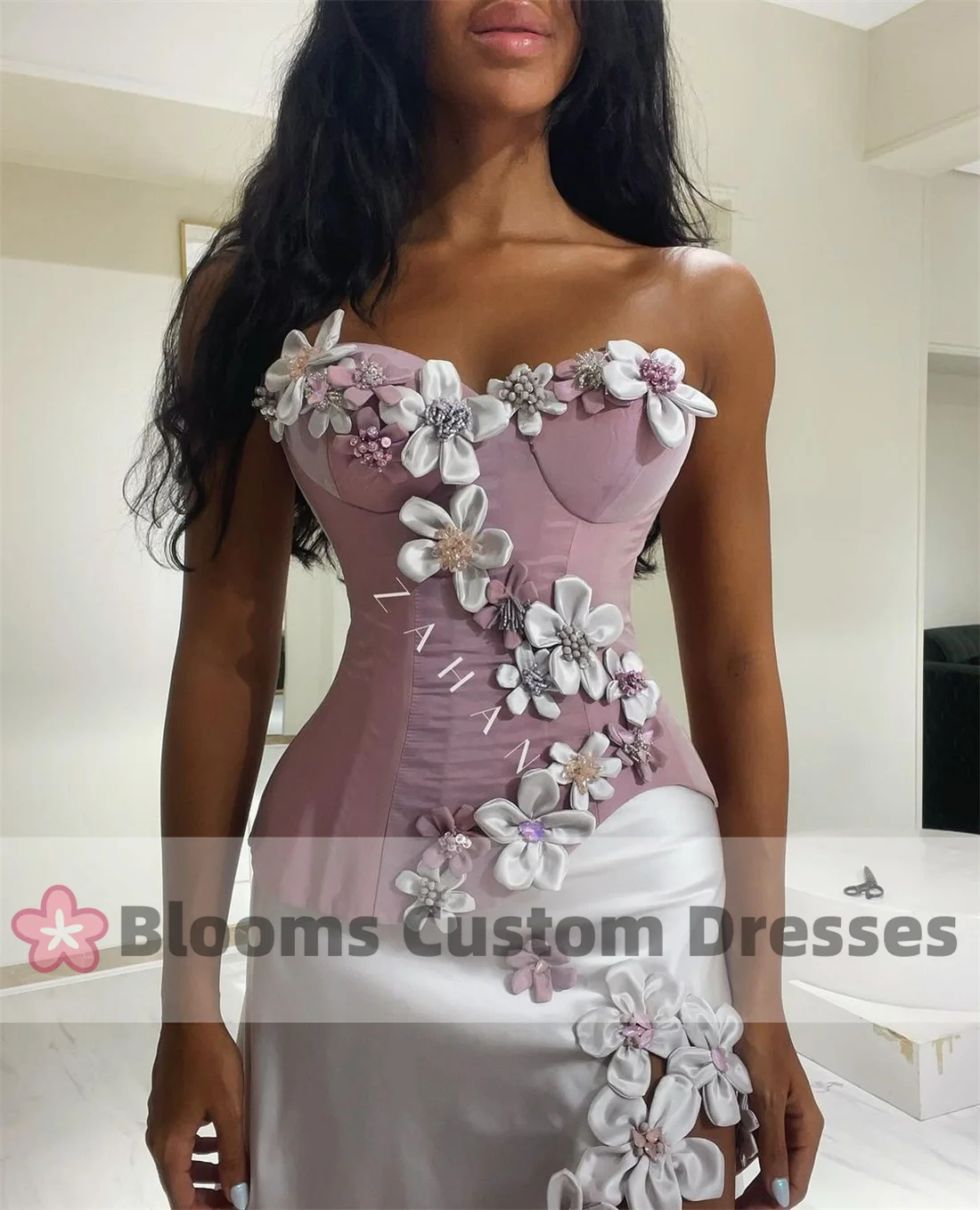 Customized Handmade Flowers Gorgeous Shawl Evening Dresses For Formal Occasion Satin Beaded Party Gown 2024 Luxury Prom Dress