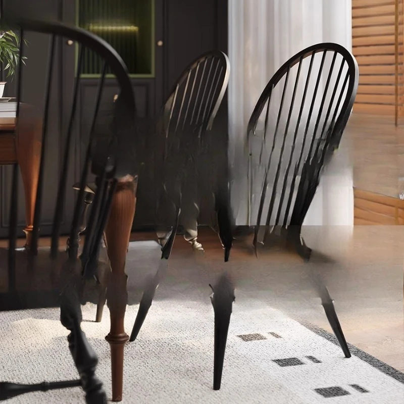 Medieval dining chair French dressing chair Small American black living room