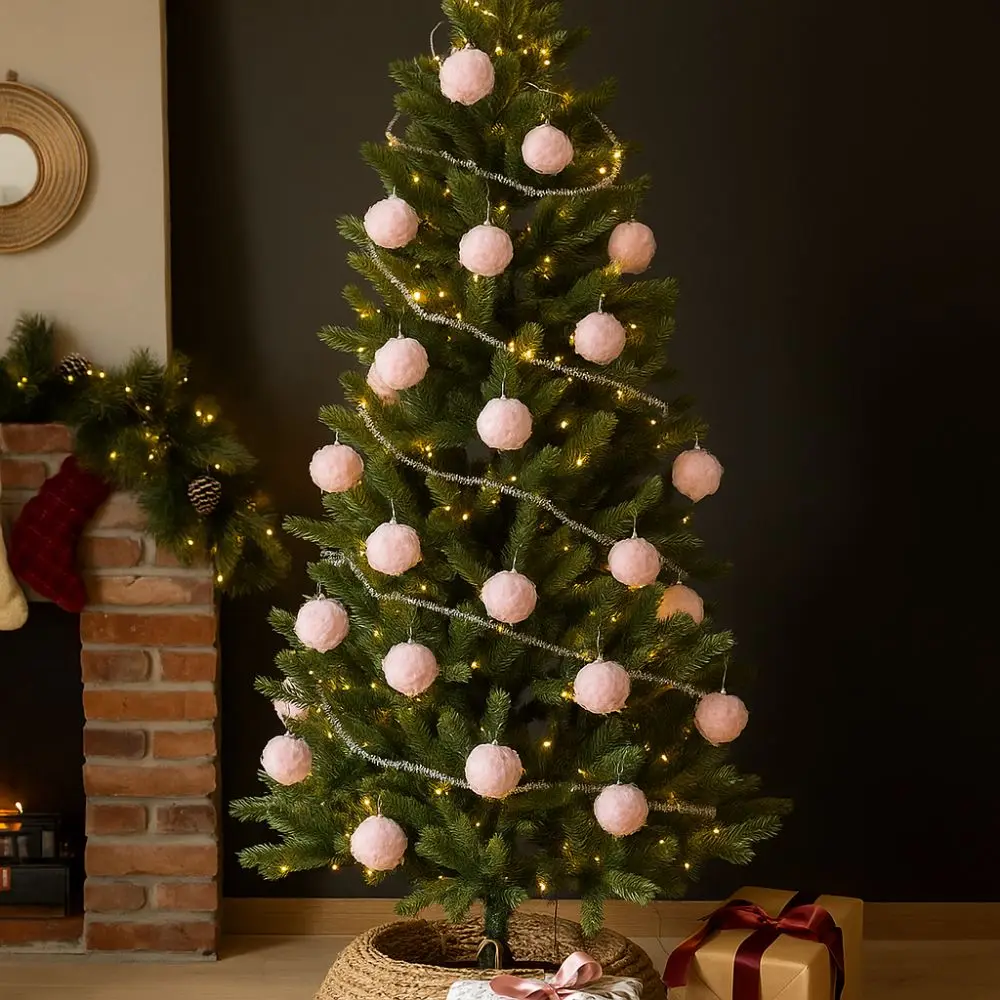 فريد 8/10 سنتيمتر رقيق عيد الميلاد الكرة الوردي الزخرفية شجرة عيد الميلاد قلادة رغوة عيد الميلاد معلقة الكرة DIY الزينة