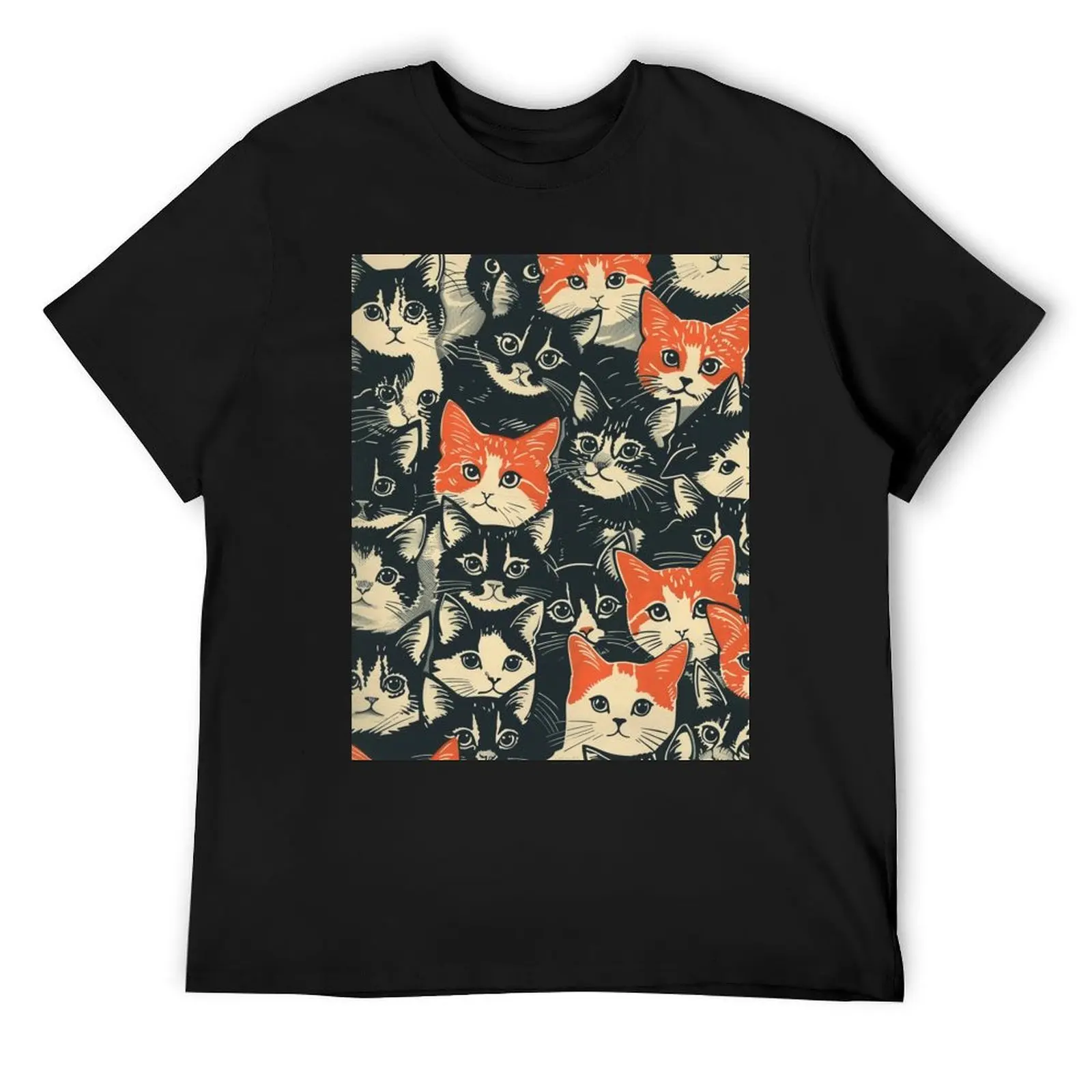

Cats Kittens Cute Vintage Art Pattern Art Retro T-Shirt sweat anime animal prinfor boys man t shirt t shirts for men