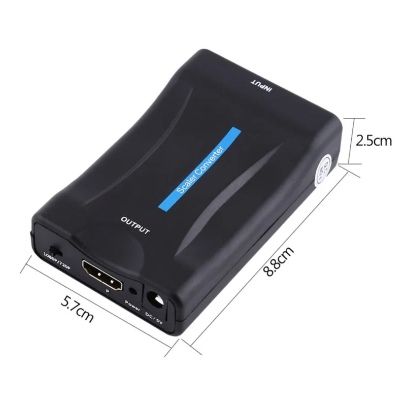 Scart To HDMI Audio Video Converter Scaler Adapter 720P 1080P With USB Cable
