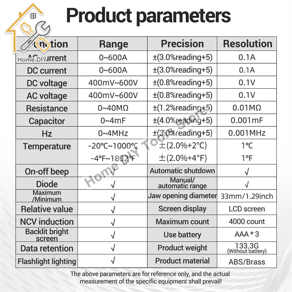 ANENG PN128 Clamp Meter AC/DC Voltage Tester 600A Current Clamp NCV True Rms Multimeter Clamp Auto Ranging Electrician Tools