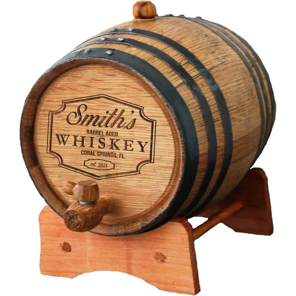 

Customized Whiskey Engraved Wine Barrel - Custom Oak Barrel - Barrel Aged Design (3 Liter Barrel)