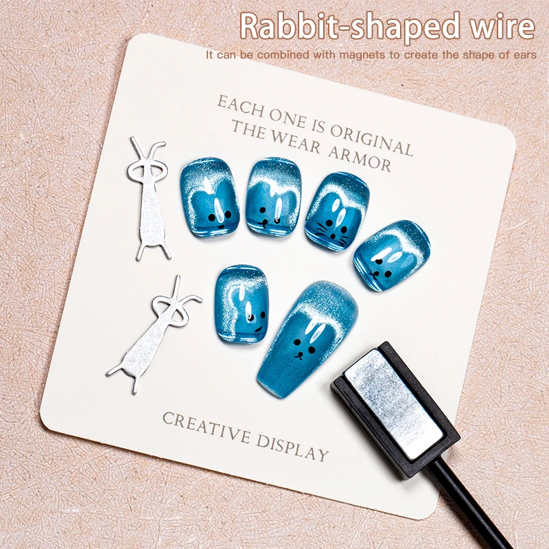 Rabbit-Shaped Iron Wire Can be Used with Magnets to Draw Out Rabbit ears Shapes Effect For Cat Eye Polish Magnetic Nail Art Tool