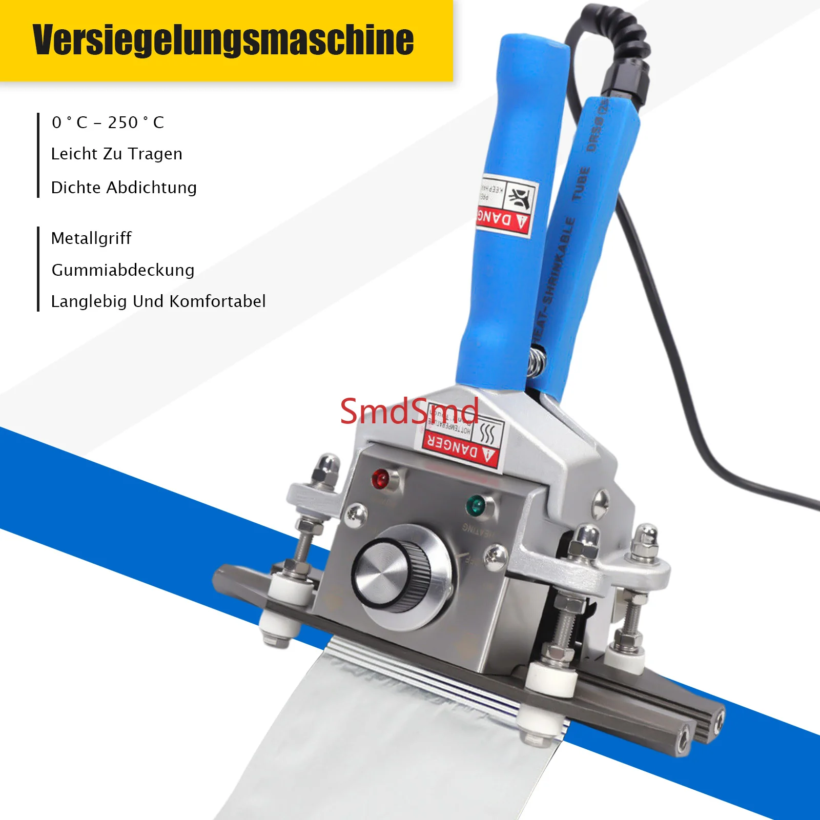 Handheld Heat Sealer 300W 220V 30-250℃ for Composite Film Aluminum Plastic Sealing Home & Commercial Use